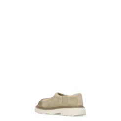 Beige Suède Leren Platte Schoenen