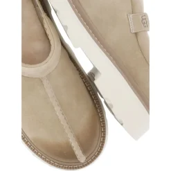 Beige Suède Leren Platte Schoenen