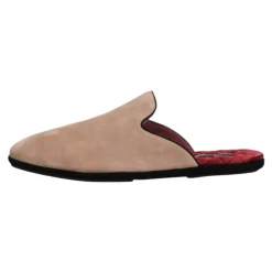 Beige Suède Leren Slides Platte Schoenen