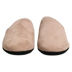 Beige Suède Slides Platte Schoenen