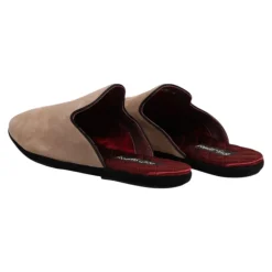 Beige Suède Slides Platte Schoenen