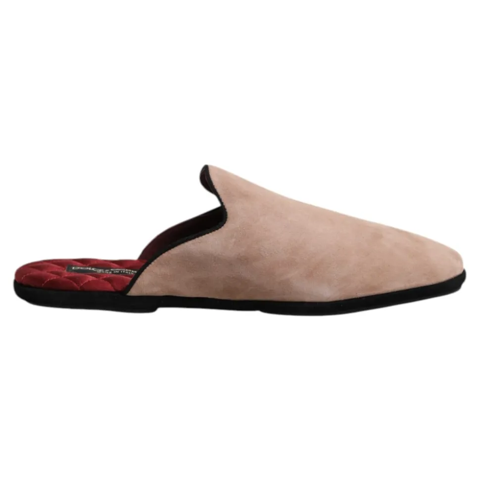 Beige Suède Slides Platte Schoenen