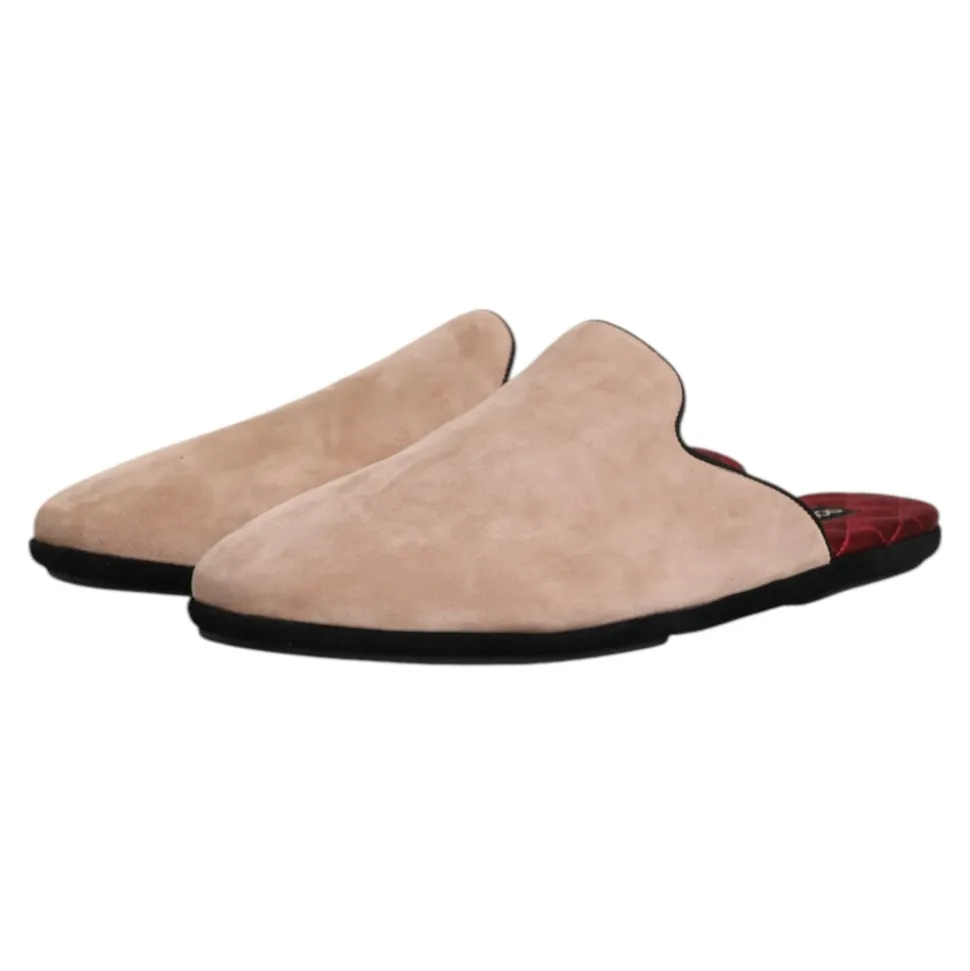 Beige Suède Slides Platte Schoenen
