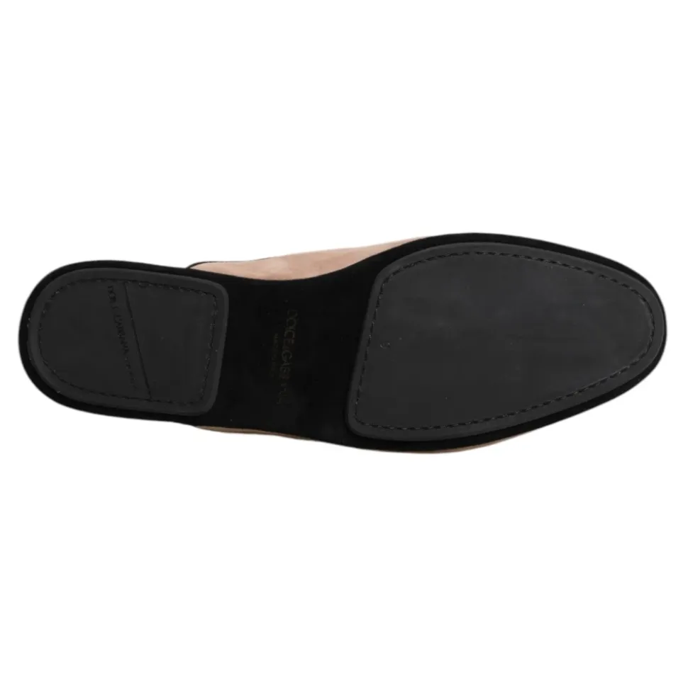 Beige Suède Slides Platte Schoenen