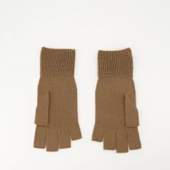 Beige Wol Unisex Logo Wanten