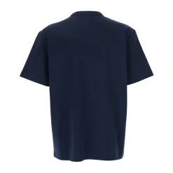 Blauw Crewneck T-shirt met Logo Geborduurd