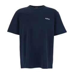 Blauw Crewneck T-shirt met Logo Geborduurd