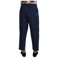 Blauwe Katoenen Heren Cropped Broek
