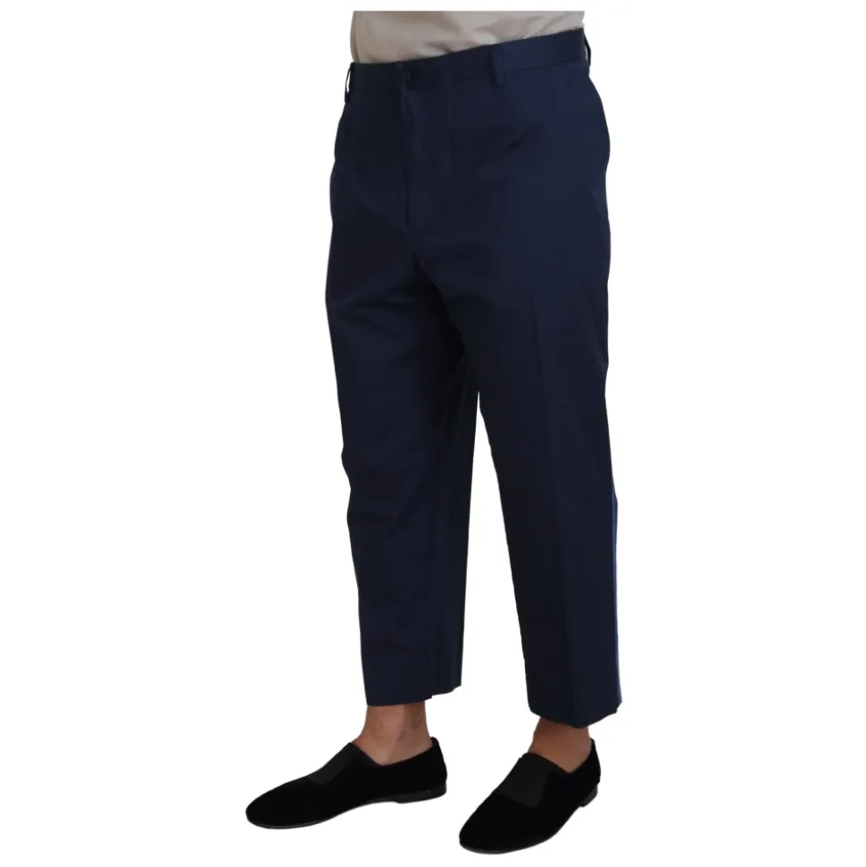 Blauwe Katoenen Heren Cropped Broek