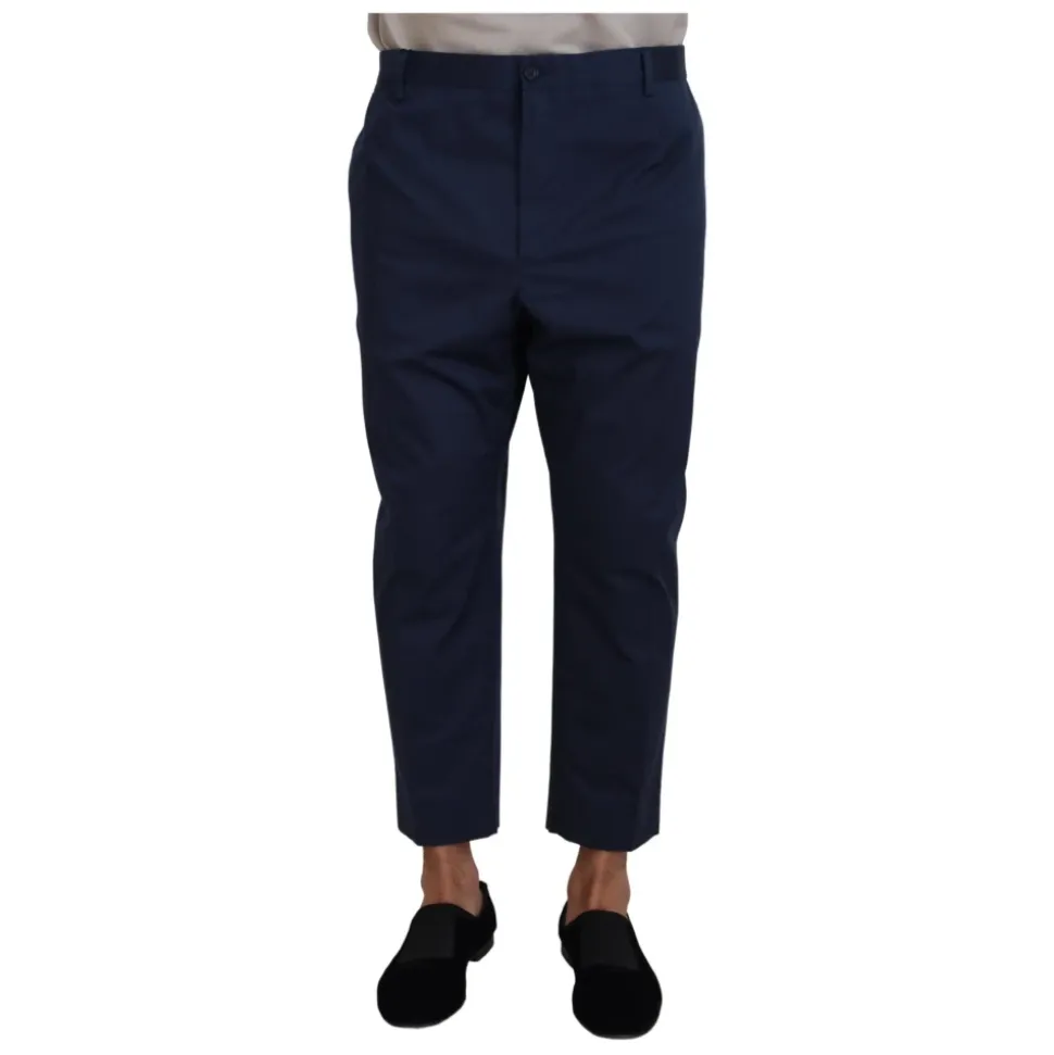 Blauwe Katoenen Heren Cropped Broek