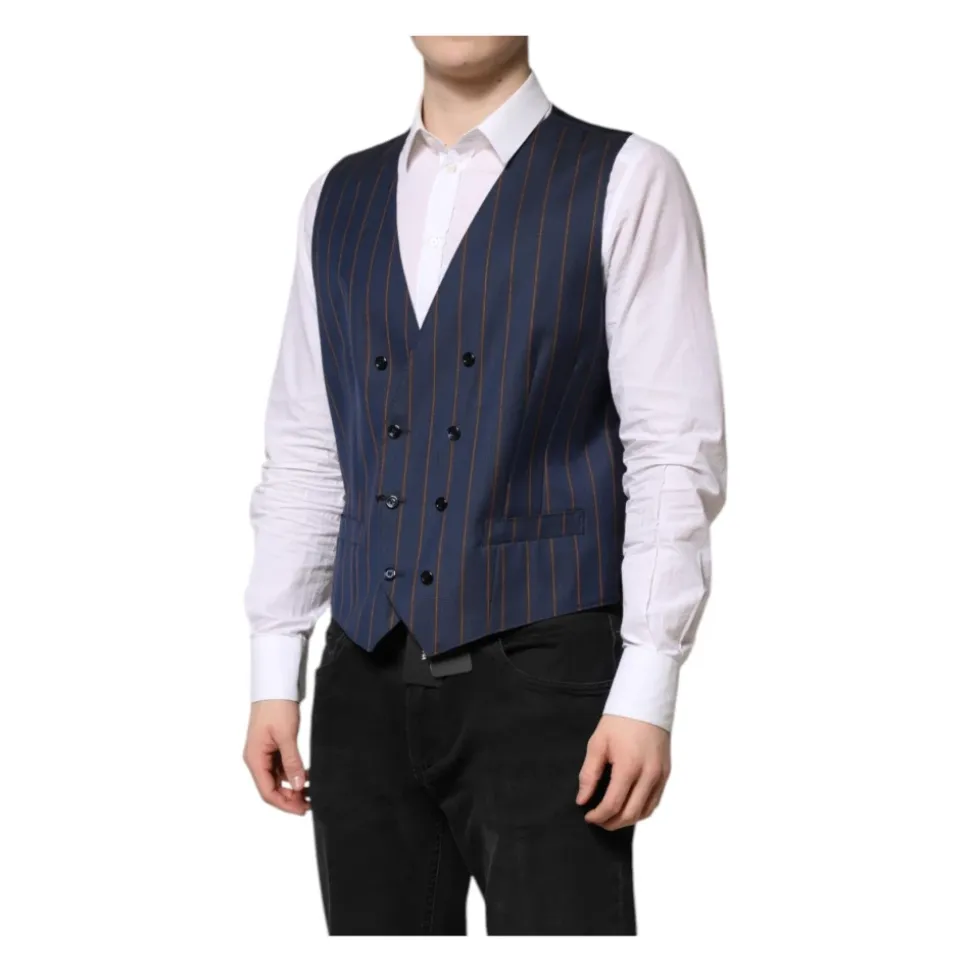 Blauwe Strepen Wol Vest Vest