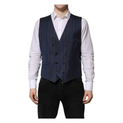 Blauwe Strepen Wol Vest Vest