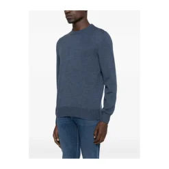 Blauwe Wol Crew Neck Sweater
