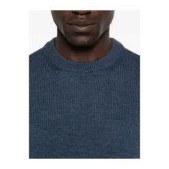 Blauwe Wol Crew Neck Sweater