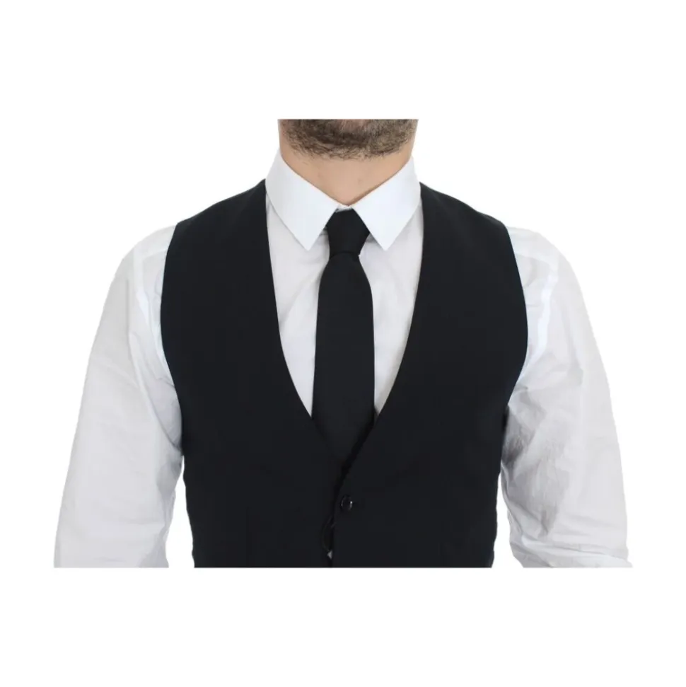 Blauwe Wollen Jurk Vest Elegante Stijl