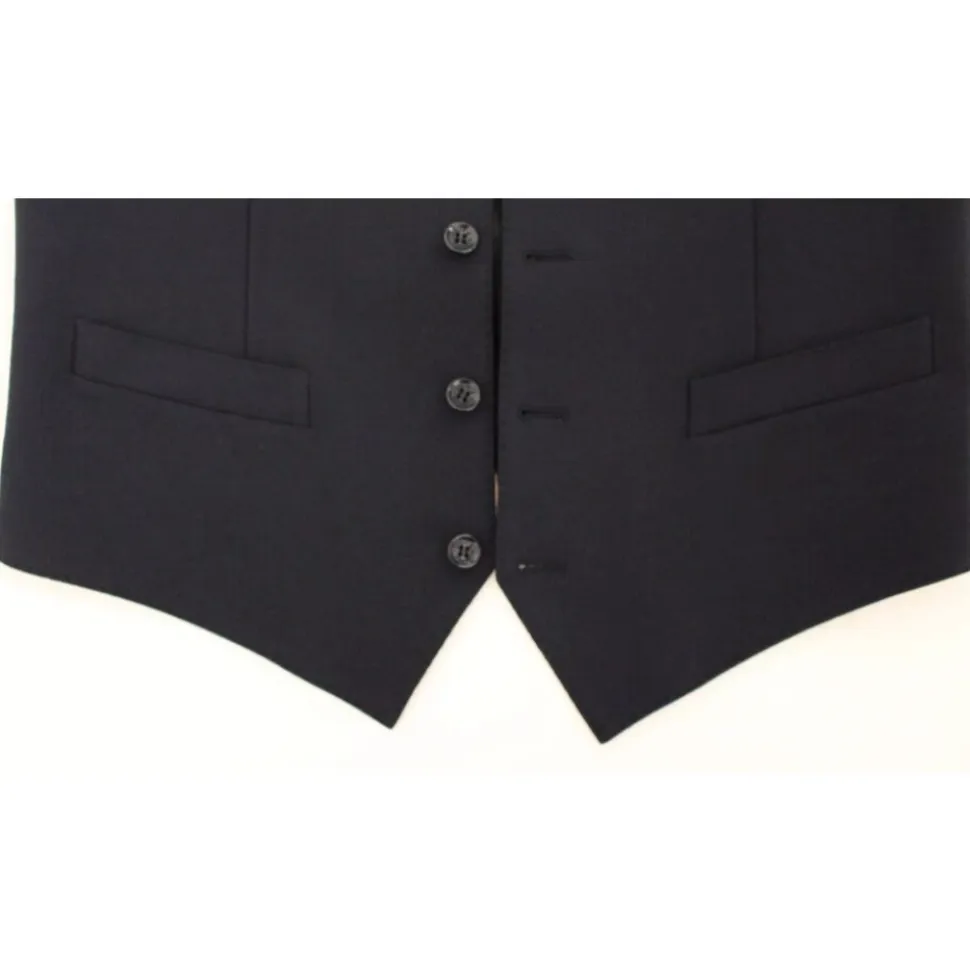 Blauwe Wollen Jurk Vest Elegante Stijl