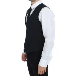 Blauwe Wollen Jurk Vest Elegante Stijl