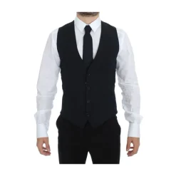 Blauwe Wollen Jurk Vest Elegante Stijl