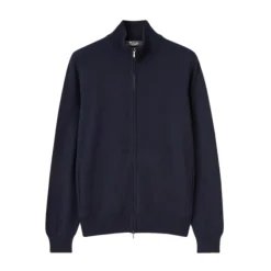 Blauwe Cashmere Zip-Up Bomberjas