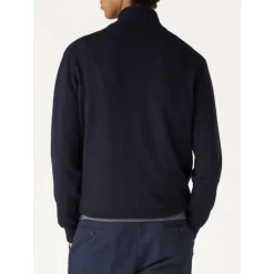 Blauwe Cashmere Zip-Up Bomberjas