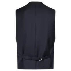 Blauwe Gebreide Dubbelrijige Vest