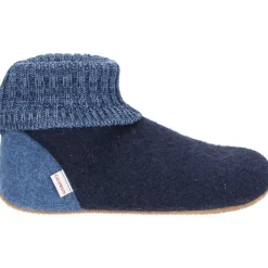 Blauwe Gesloten Pantoffels met Bontvoering