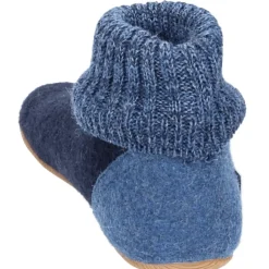 Blauwe Gesloten Pantoffels met Bontvoering