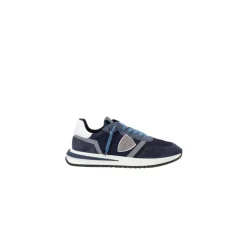 Blauwe lage sneakers met 3D-inzetstuk
