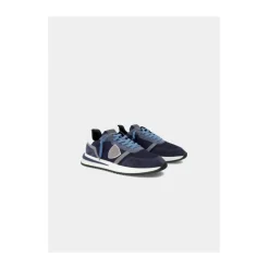 Blauwe lage sneakers met 3D-inzetstuk