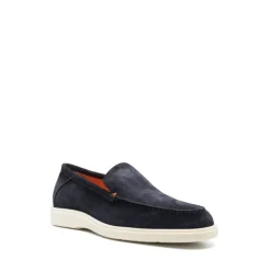 Blauwe Suède Instap Platte Schoenen