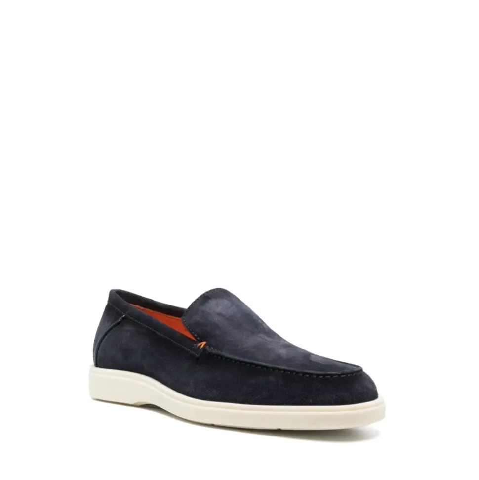 Blauwe Suède Instap Platte Schoenen
