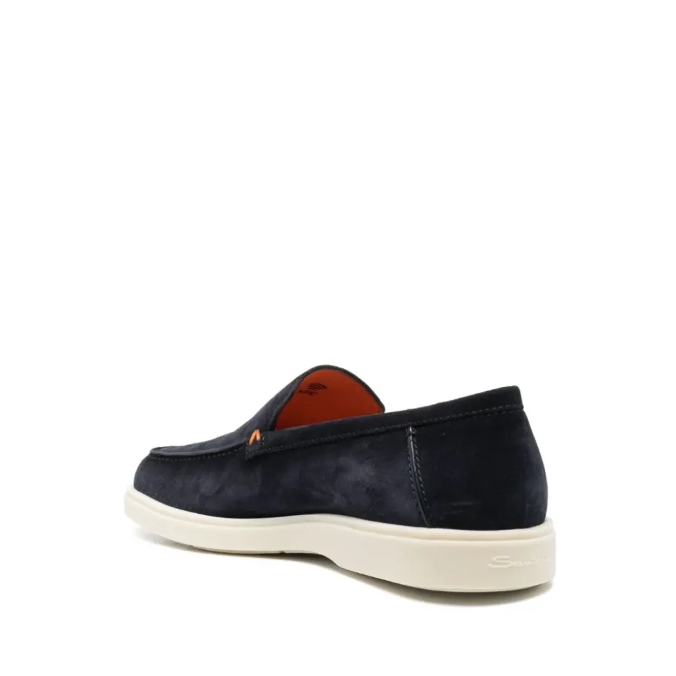 Blauwe Suède Instap Platte Schoenen
