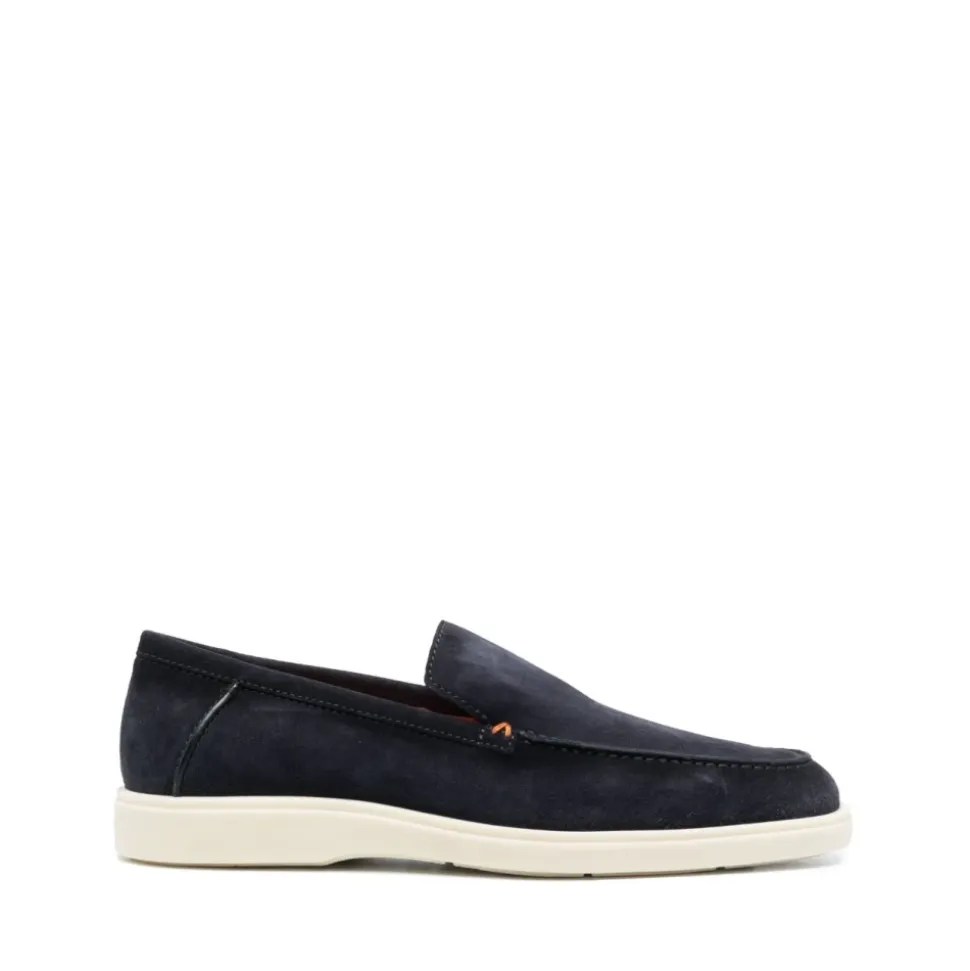 Blauwe Suède Instap Platte Schoenen