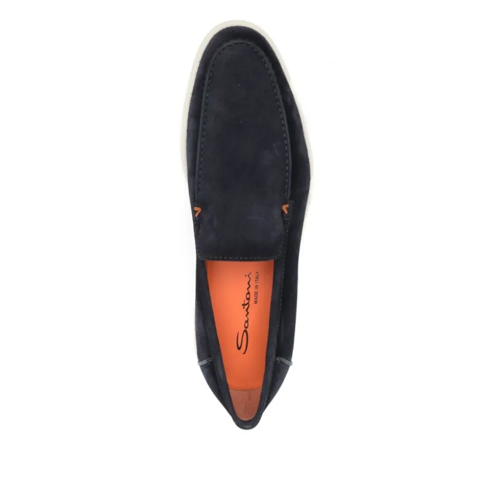 Blauwe Suède Instap Platte Schoenen