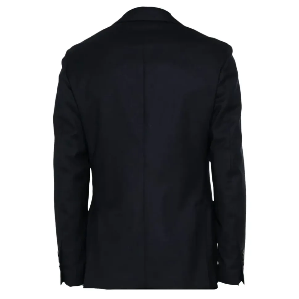 Blauwe wollen blazer met broche detail