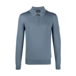 Blauwe Wol Polo Kraag Trui