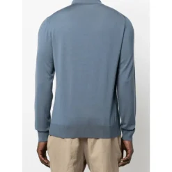 Blauwe Wol Polo Kraag Trui