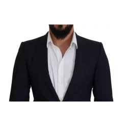 Blauwe Wol Slim Fit Formele Blazer