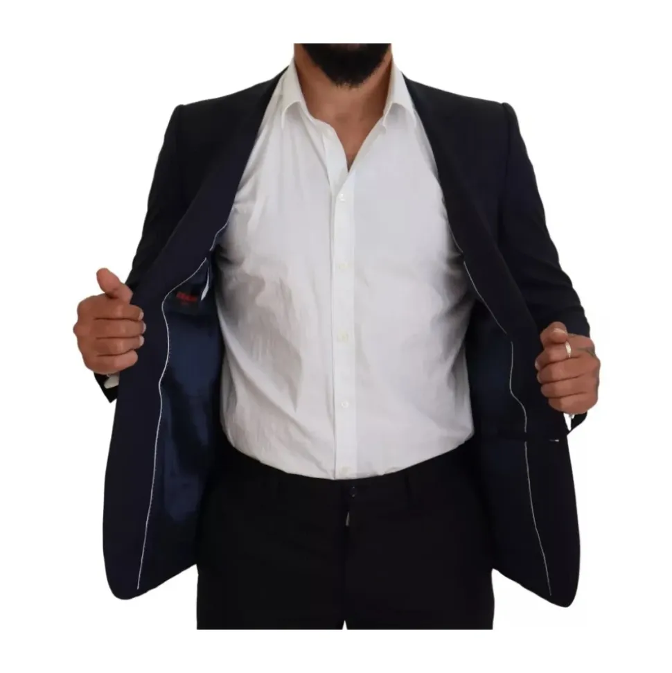 Blauwe Wol Slim Fit Formele Blazer