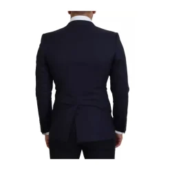 Blauwe Wol Slim Fit Formele Blazer