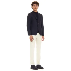 Blauw Geweven Jas met Spiegelrevers