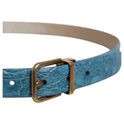 Blauw Leren Klassieke Gouden Metalen Riem