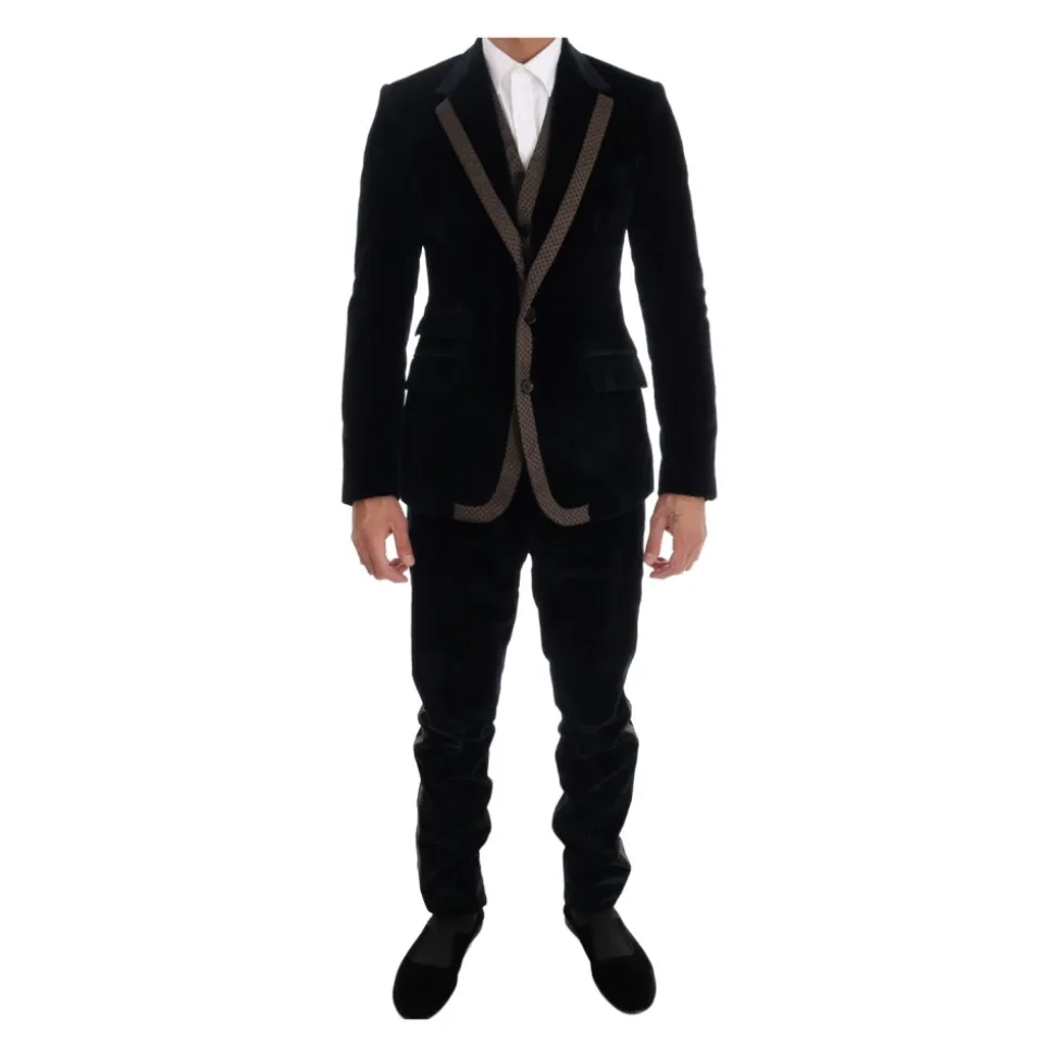 Blauw Velvet Slim 3-Delig Pak