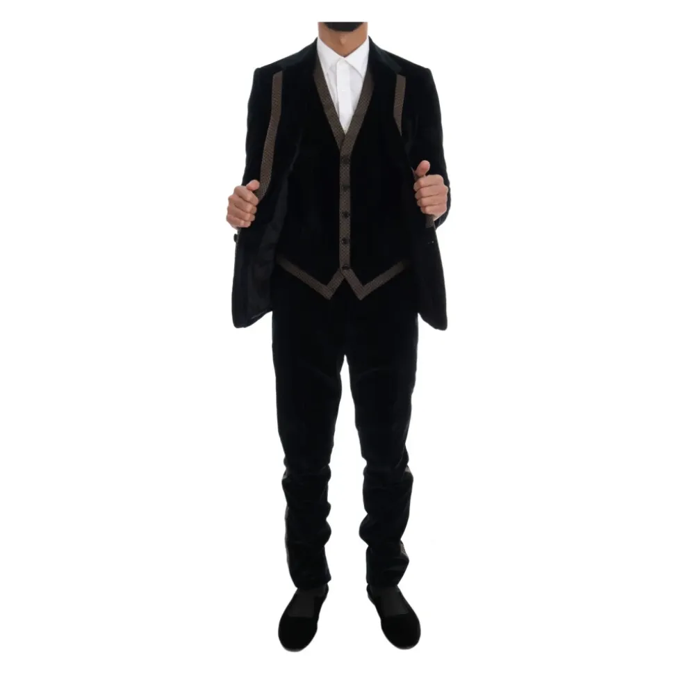 Blauw Velvet Slim 3-Delig Pak
