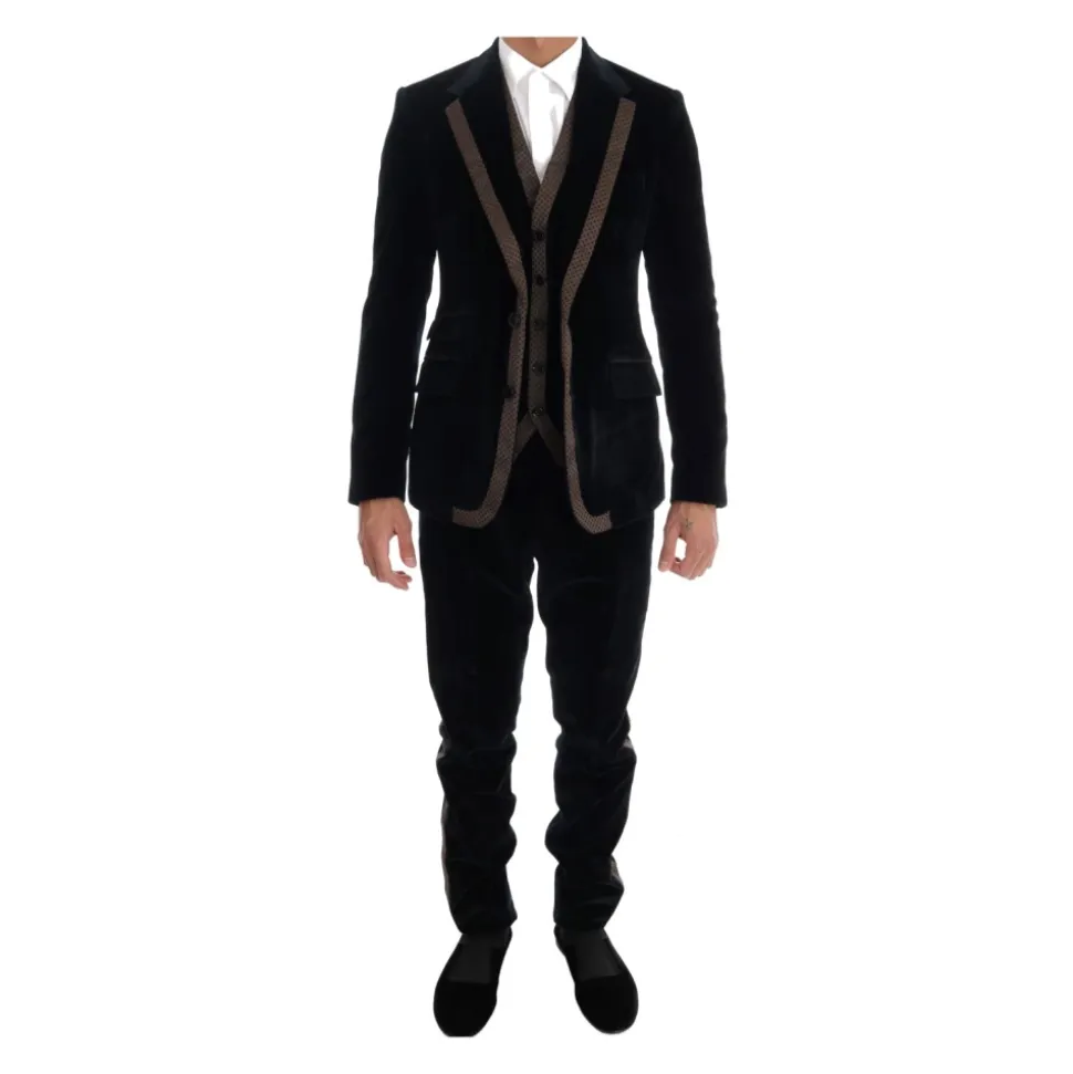 Blauw Velvet Slim 3-Delig Pak