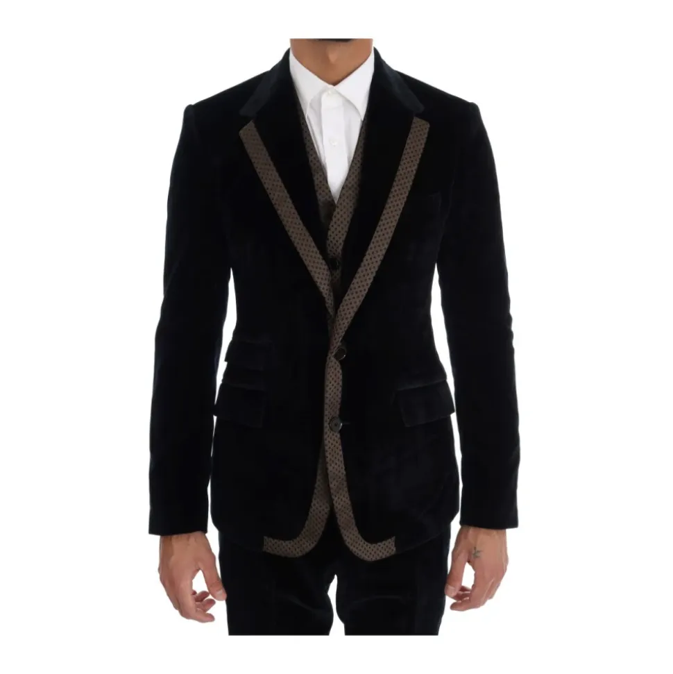 Blauw Velvet Slim 3-Delig Pak