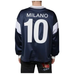 Blauw Wit Milano Lange Mouw Jersey T-shirt