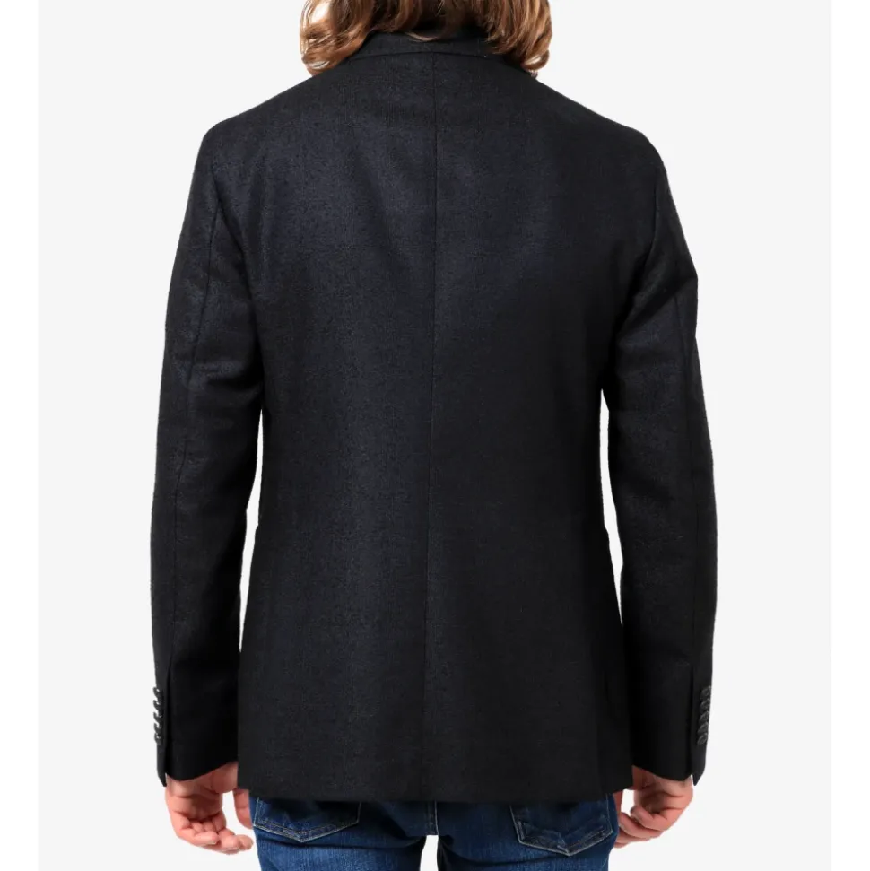 Blauw wollen jas met reverskraag