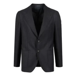 Blauw wollen jas met reverskraag