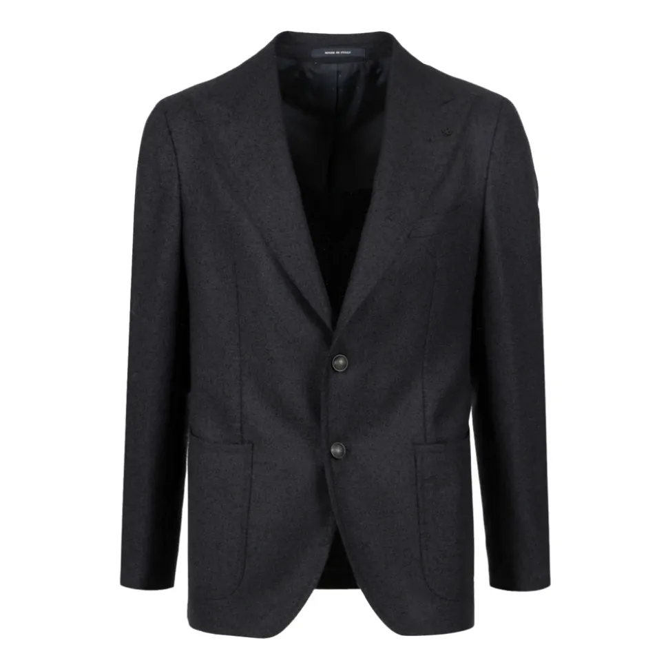 Blauw wollen jas met reverskraag
